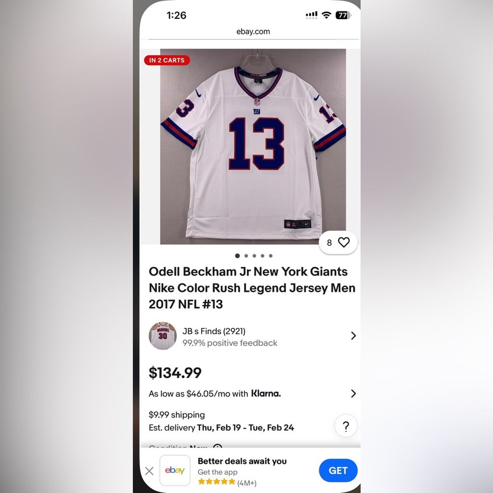 NFL White and Blue Men's Jersey